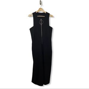 Zara Women Black Sleeveless Zip Front Jumpsuit
